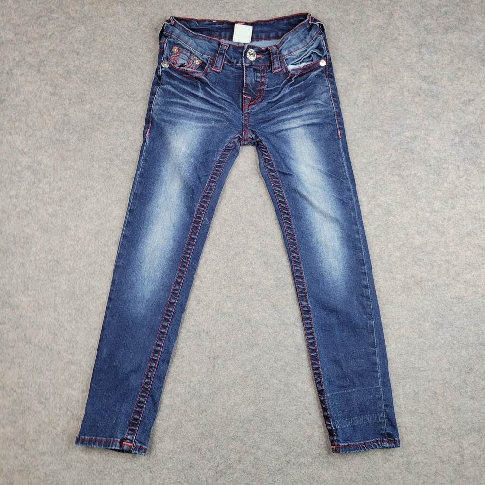 True Religion Jeans Kids 8 Blue Skinny Big T Stretch Denim Slim Fit Pants